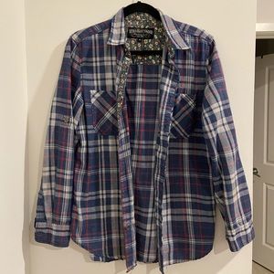 Plaid button-up shirt